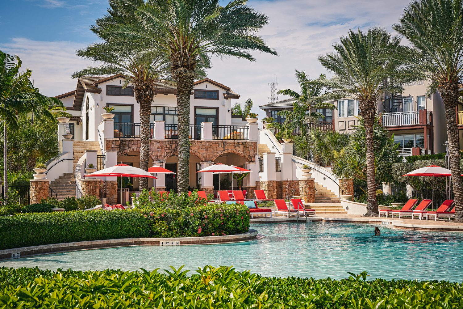 Row of elevated waterfront residences at Marlin Bay Yacht Club, Marathon, Florida Keys
